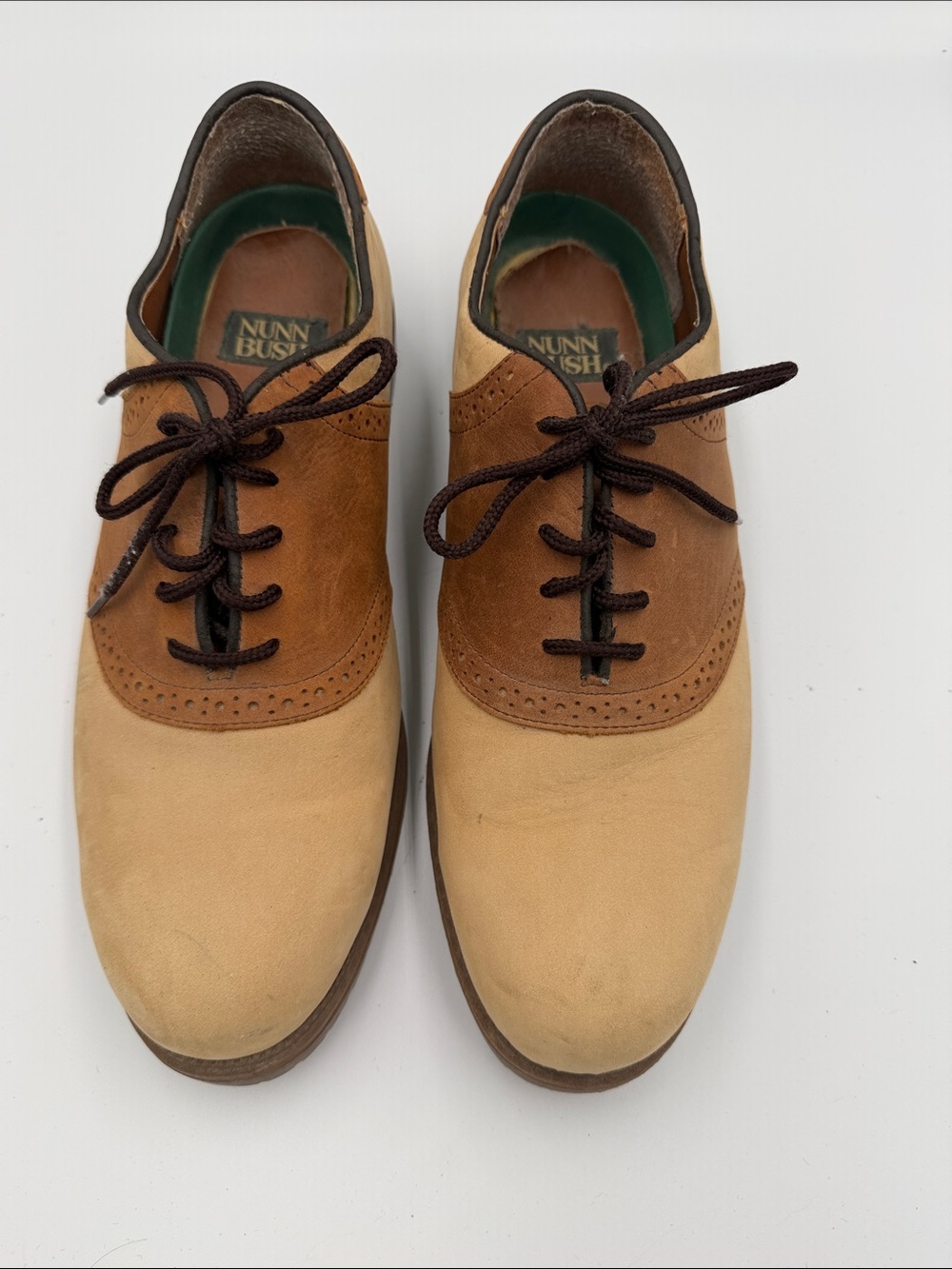 Nunn Bush Two-Tone Tan and Brown Men's Saddle Oxfords